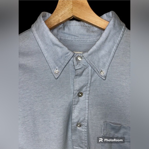 Buck Mason Mens Short Sleeve Polo Shirt Size XL Light Blue Button Down Collar - Picture 8 of 8